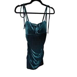 green cross back dress Green Velevt Long Cross Back Bridesmaid Dress – TANYA BRIDAL main image 1